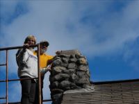 Steve and 
Marilyn Finishing the Chimney